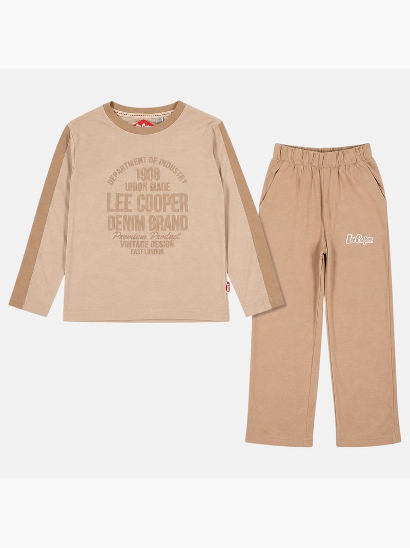Lee cooper - pyjama imprimé manches longues, col rond Beige - Kiabi