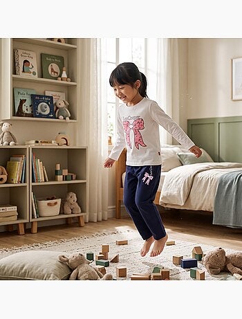 Lee cooper - pyjama imprimé nœuds, col rond et manches longues