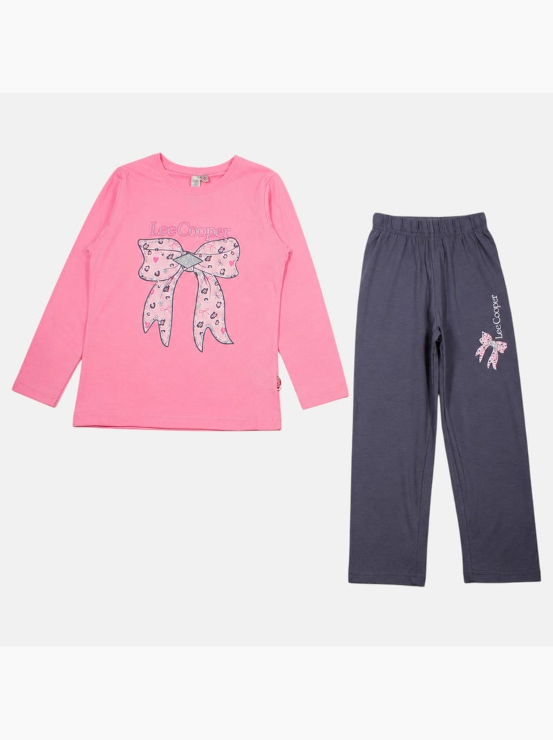 Lee cooper - pyjama imprimé nœuds, col rond et manches longues Rose - Kiabi