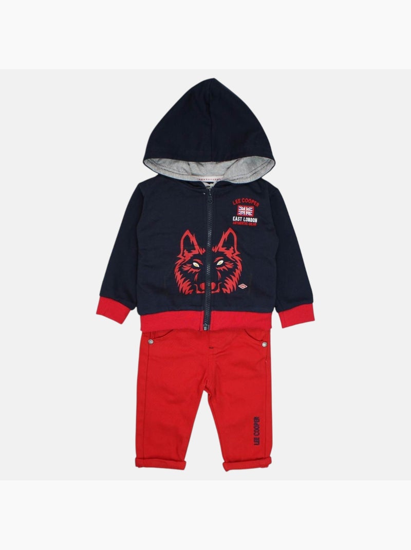 Lee Cooper - Set baby jas met capuchon en broek Blauw - Kiabi