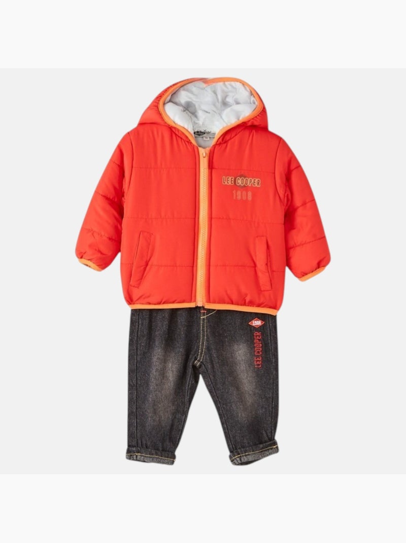 Lee Cooper - Set baby jas met capuchon en broek Rood - Kiabi