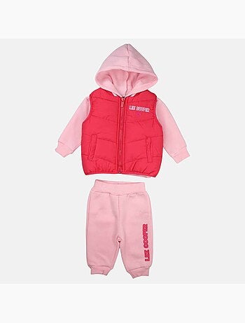 Lee Cooper - Set baby meisje hoodie en joggingbroek met gewatteerde jas
