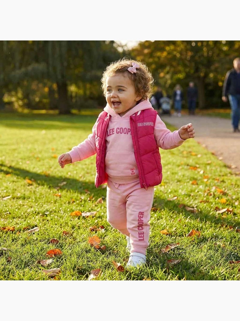Lee Cooper - Set baby meisje hoodie en joggingbroek met gewatteerde jas Roze - Kiabi
