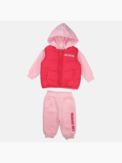 Lee Cooper - Set baby meisje hoodie en joggingbroek met gewatteerde jas - Kiabi