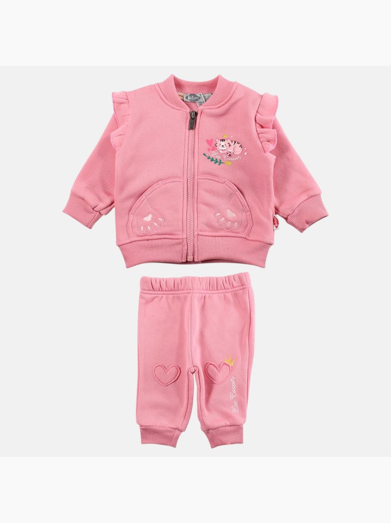 Lee Cooper - Set baby meisje jas en joggingbroek Roze - Kiabi