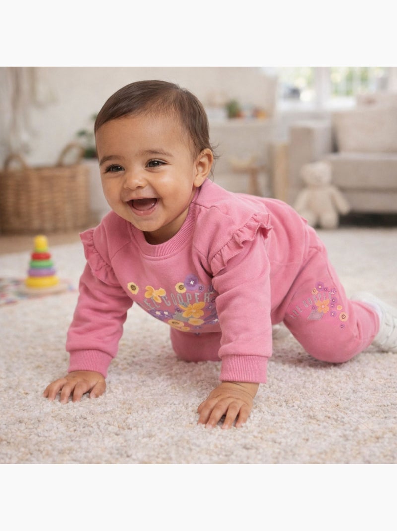 Lee Cooper - Set baby meisje sweater en joggingbroek Roze - Kiabi