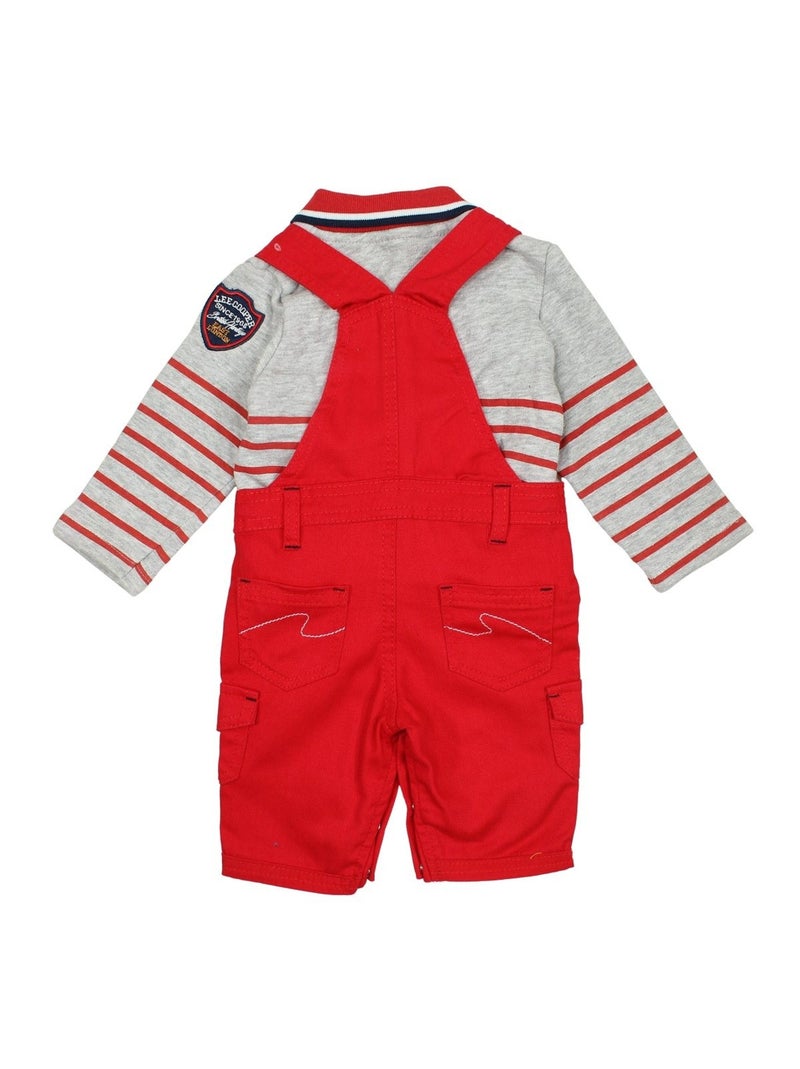 Lee Cooper - Set baby polo lange mouwen met tuinbroek Rood - Kiabi