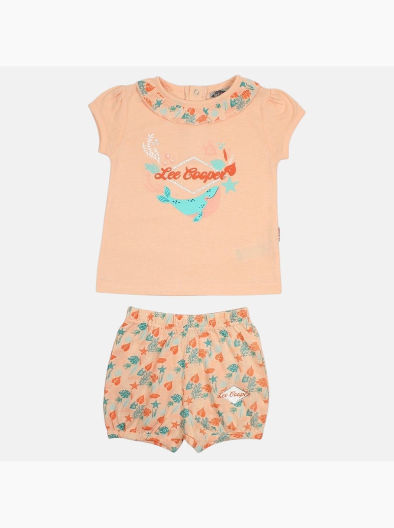 Lee Cooper - Set baby T-shirt en short Koraaloranje - Kiabi