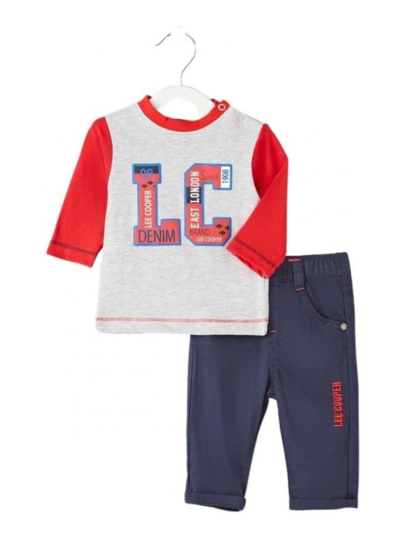 Lee Cooper - Set baby T-shirt lange mouwen met jas en broek Marineblauw - Kiabi