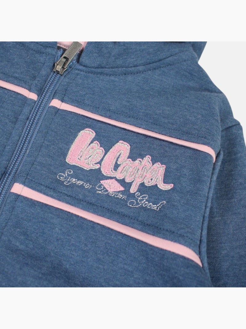Lee Cooper - Set meisje jas met capuchon en joggingbroek Blauw - Kiabi