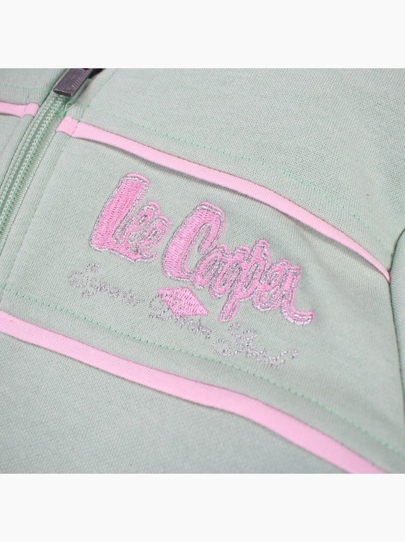 Lee Cooper - Set meisje jas met capuchon en joggingbroek Groen - Kiabi