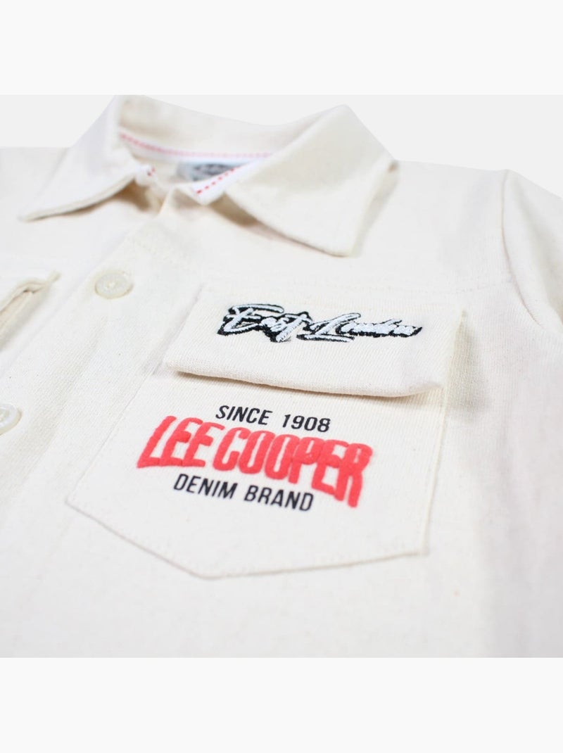 Lee Cooper - Set overhemd en short baby jongen bedrukt Beige - Kiabi