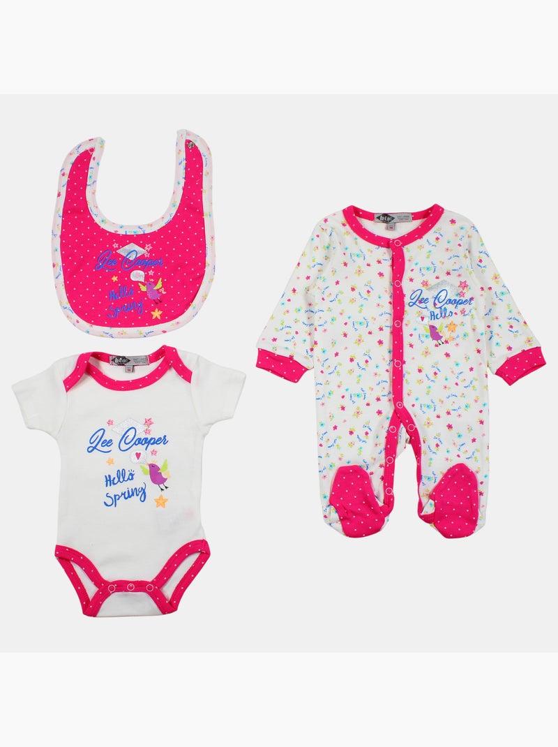 Lee Cooper - Set van 3 stuks bestaande uit romper, boxpak en slab met patroon Roze - Kiabi