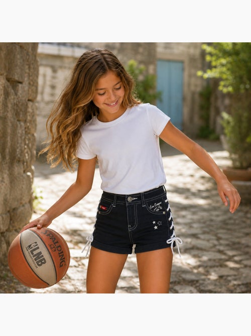 Lee Cooper - Short en jeans fille avec decor tressé - Kiabi