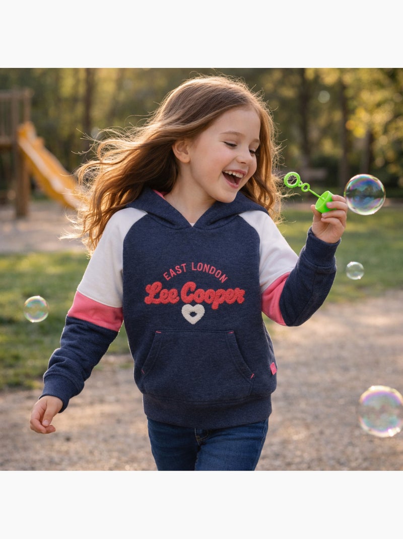 Lee Cooper - Sweat ? capuche fille imprim? Bleu marine - Kiabi