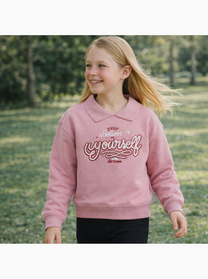 Lee cooper - sweat col rond imprimé, coupe décontractée, manches longues et détails brodés Rose - Kiabi