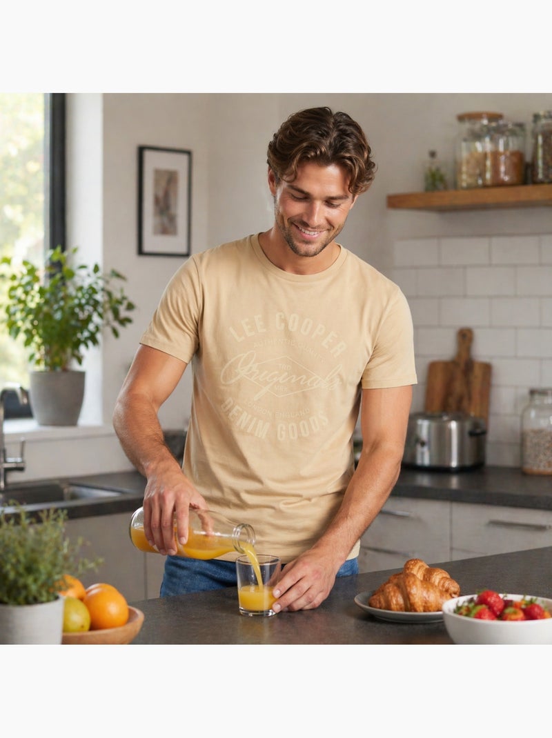 Lee Cooper - T-shirt avec avec ?criture homme Beige - Kiabi