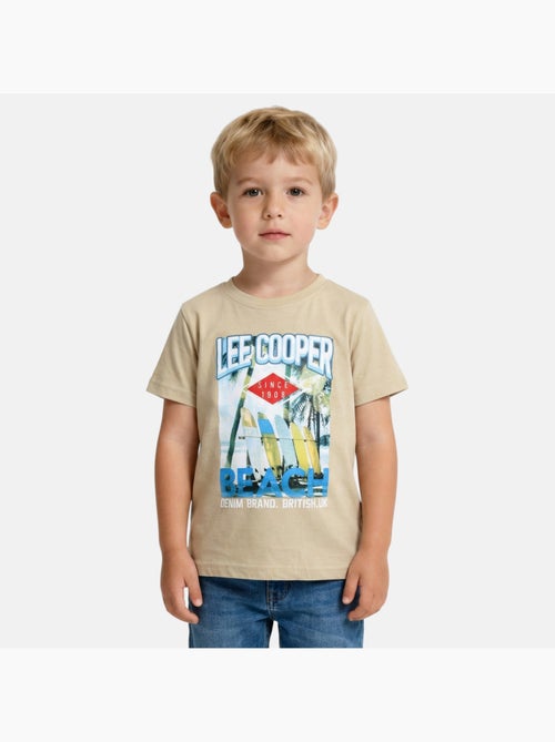 Lee Cooper - T shirt garçon manches courtes imprimé plage - Kiabi