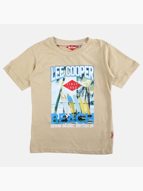 Lee Cooper - T shirt garçon manches courtes imprimé plage - Kiabi