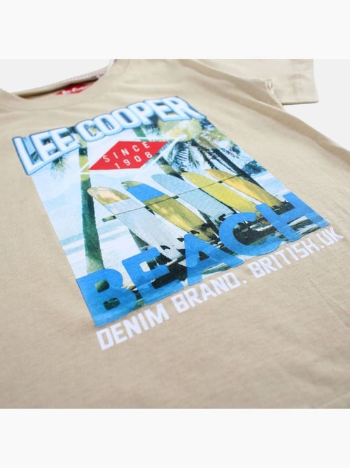 Lee Cooper - T shirt garçon manches courtes imprimé plage - Kiabi