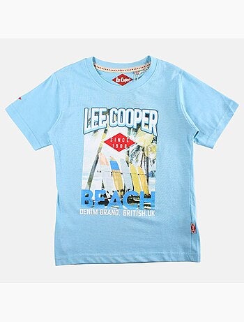 Lee Cooper - T shirt garçon manches courtes imprimé plage