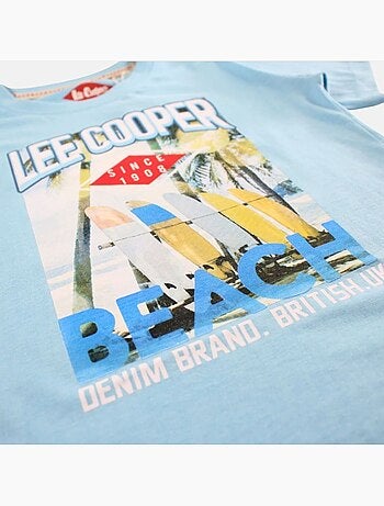 Lee Cooper - T shirt garçon manches courtes imprimé plage
