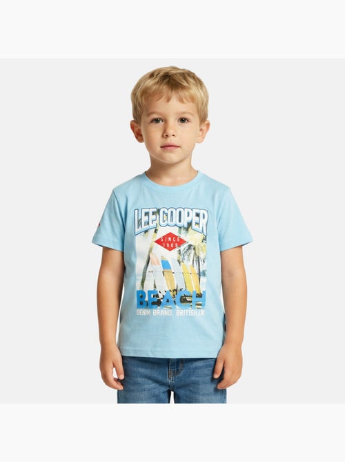 Lee Cooper - T shirt garçon manches courtes imprimé plage - Kiabi