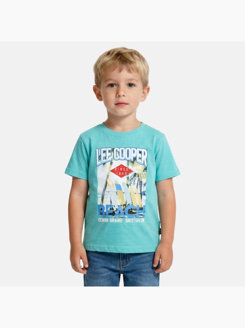 Lee Cooper - T shirt garçon manches courtes imprimé plage - Kiabi