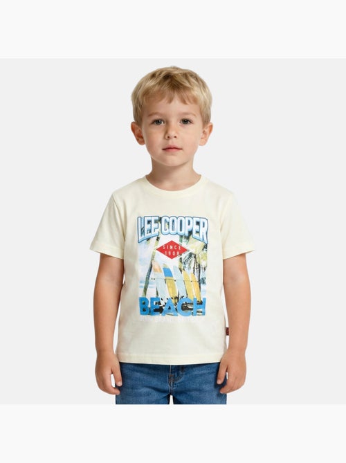 Lee Cooper - T shirt garçon manches courtes imprimé plage - Kiabi