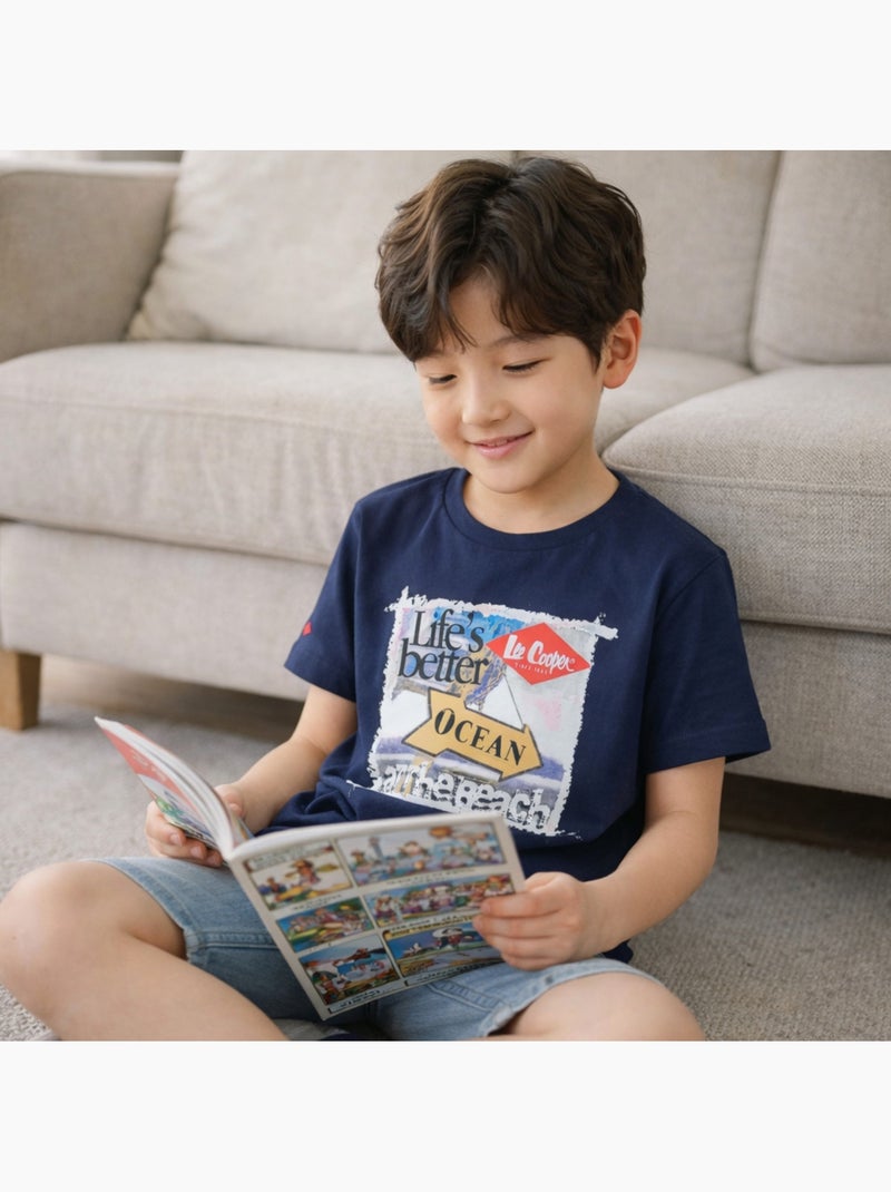 Lee Cooper - T-shirt korte mouwen  jongen Marineblauw - Kiabi