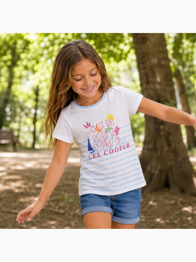 Lee Cooper - T-shirt korte mouwen meisje Blauw - Kiabi