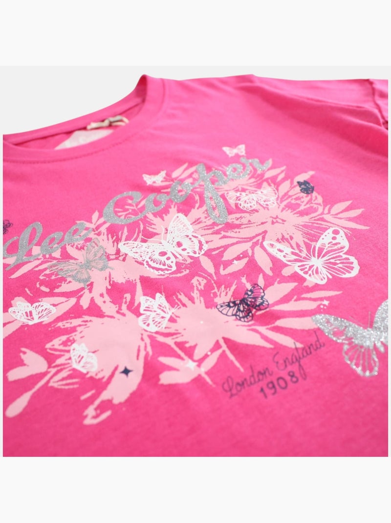 Lee Cooper - T-shirt korte mouwen  meisje Fuchsia roze - Kiabi