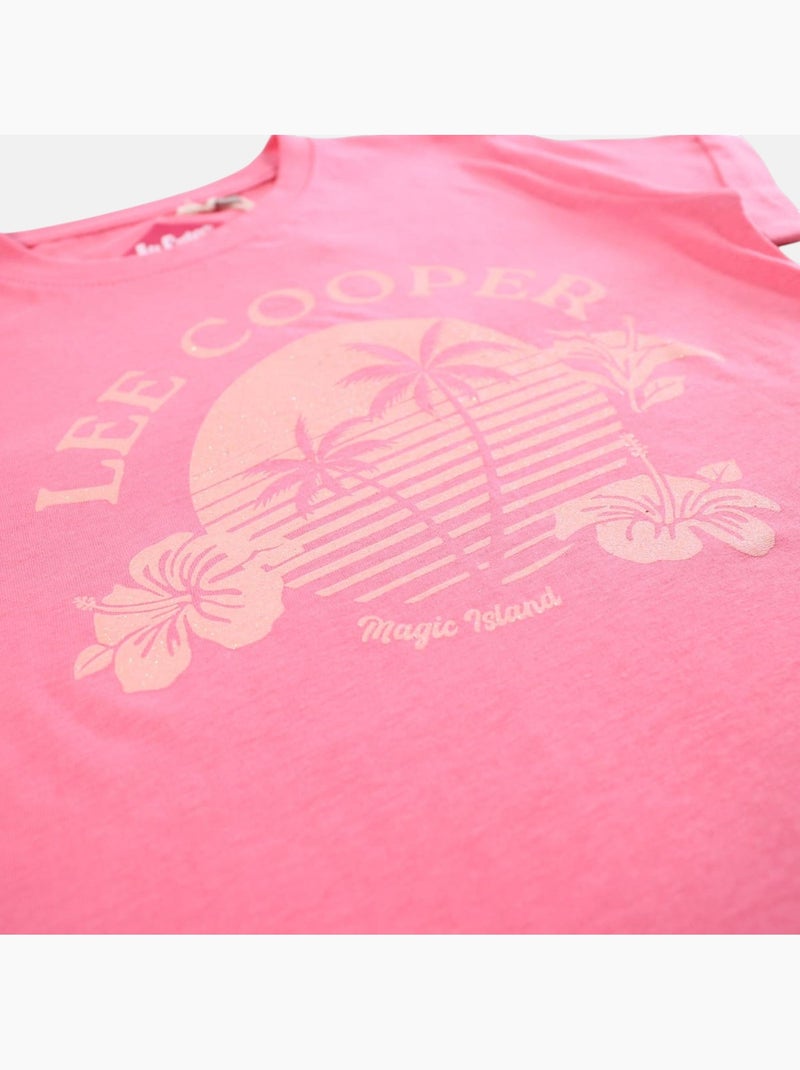 Lee Cooper - T-shirt korte mouwen  meisje Fuchsia roze - Kiabi