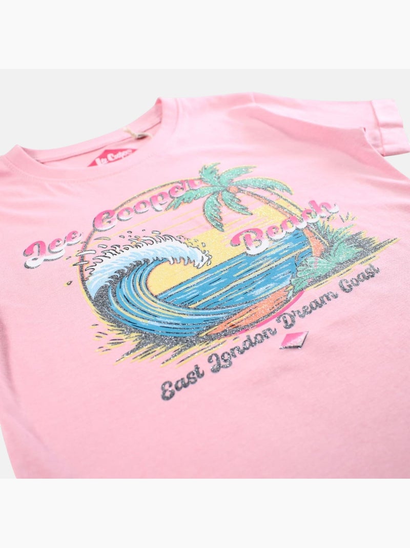 Lee Cooper - T-shirt korte mouwen  meisje Lichtroze - Kiabi
