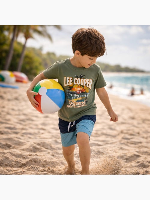 Lee Cooper - T-shirt manches courtes garçon avec motif plage - Kiabi