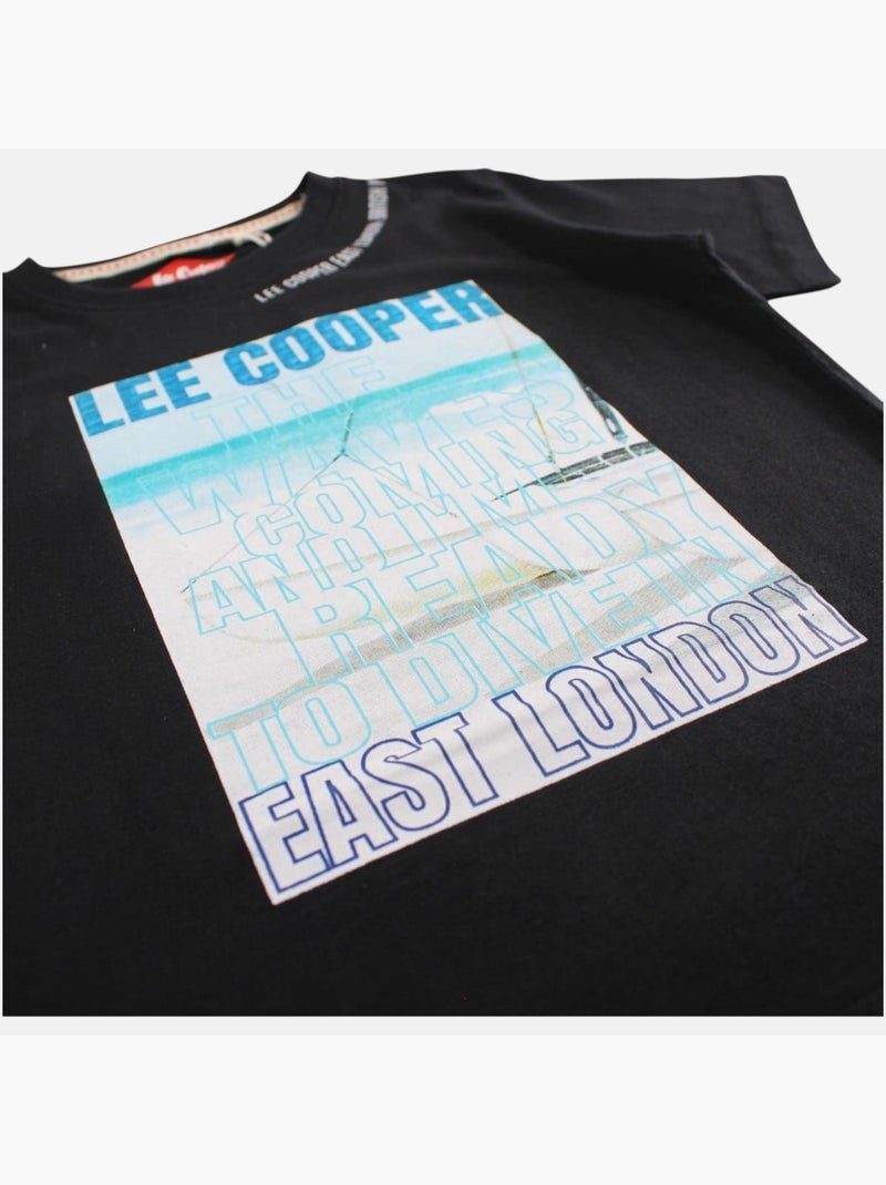 Lee cooper - t-shirt manches courtes imprimé, col rond Noir - Kiabi