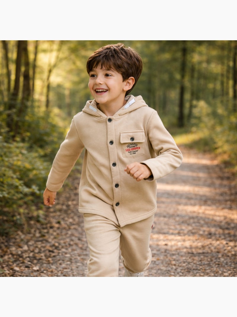 Lee Cooper - Veste sweat à capuche boutonnée garçon Ecru - Kiabi