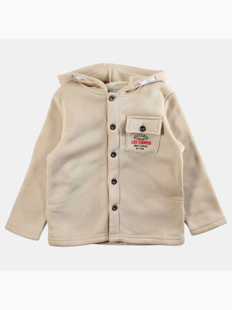 Lee Cooper - Veste sweat à capuche boutonnée garçon Ecru - Kiabi