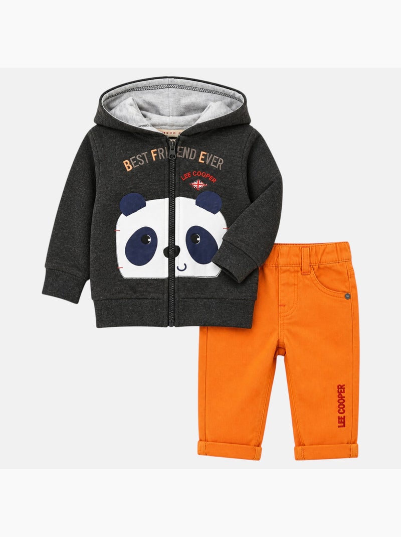 Lee Cooper - Veste sweat à capuche imprimé panda avec pantalon Gris foncé - Kiabi