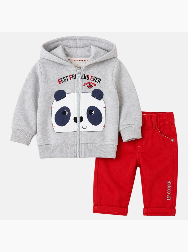 Lee Cooper - Veste sweat ? capuche imprim? panda avec pantalon Gris - Kiabi