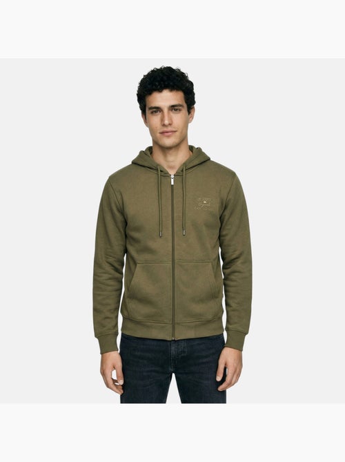 Lee cooper - veste zippée à capuche, manches longues et finitions bord-côte - Kiabi