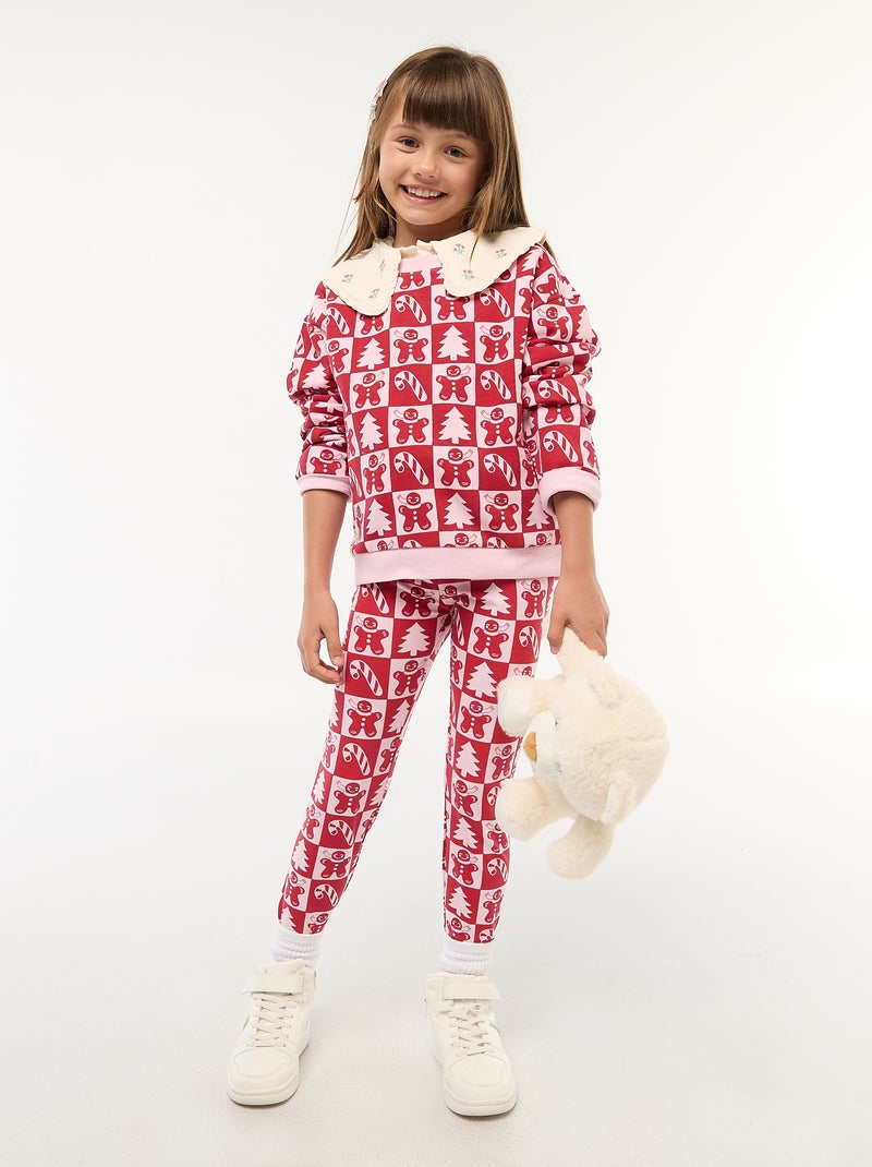 Legging à motif all-over Noël en coton Rose - Kiabi