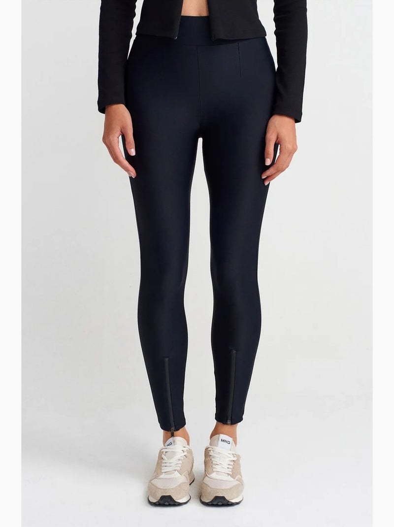 Legging à taille haute, jambe skinny et fermeture zippée dilvin Bleu marine - Kiabi