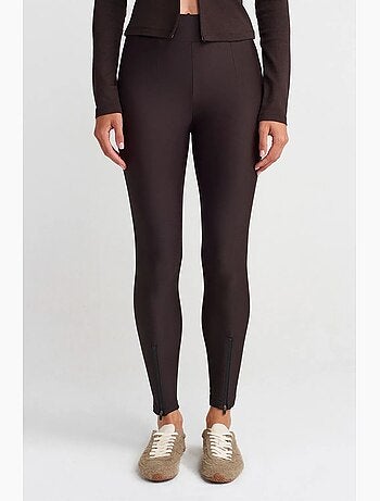 Legging à taille haute, jambe skinny et fermeture zippée dilvin