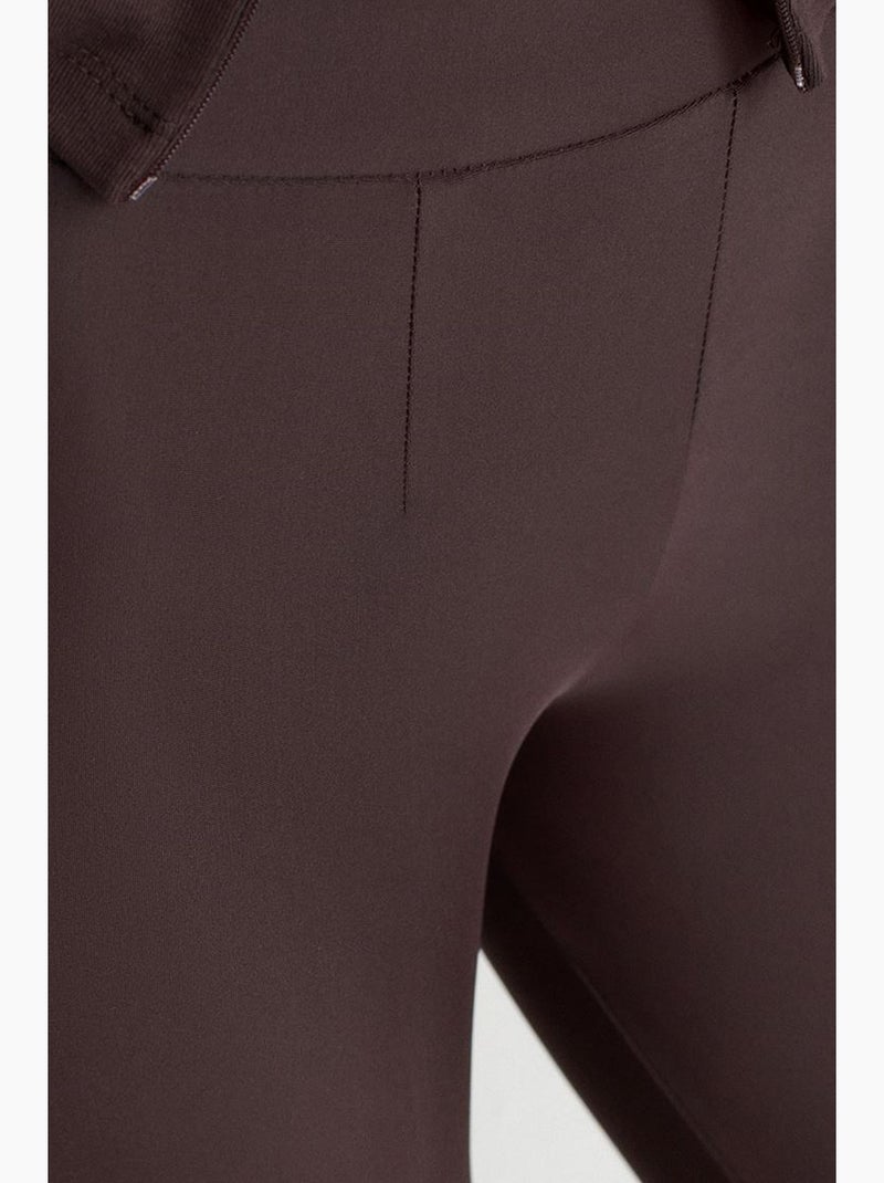 Legging à taille haute, jambe skinny et fermeture zippée dilvin Marron chocolat - Kiabi