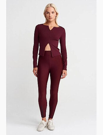 Legging à taille haute, jambe skinny et fermeture zippée dilvin