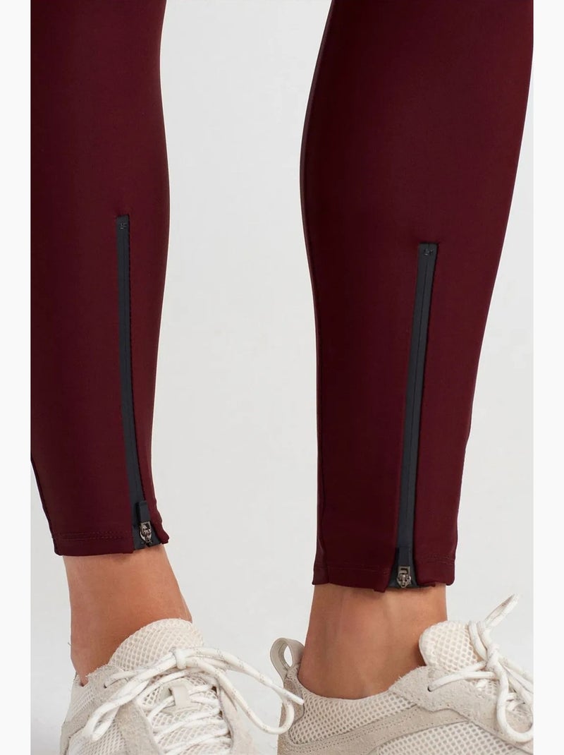 Legging à taille haute, jambe skinny et fermeture zippée dilvin Rouge bordeaux - Kiabi