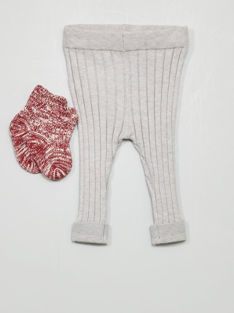 Legging + chaussettes - 2 pièces GRIS - Kiabi
