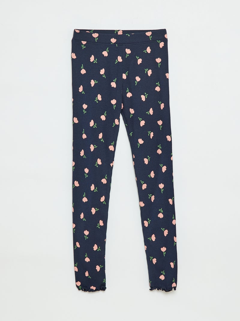 Legging côtelé à motif Bleu - Kiabi
