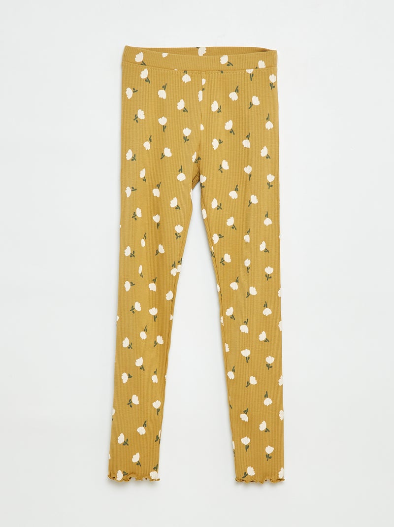 Legging côtelé à motif Jaune - Kiabi